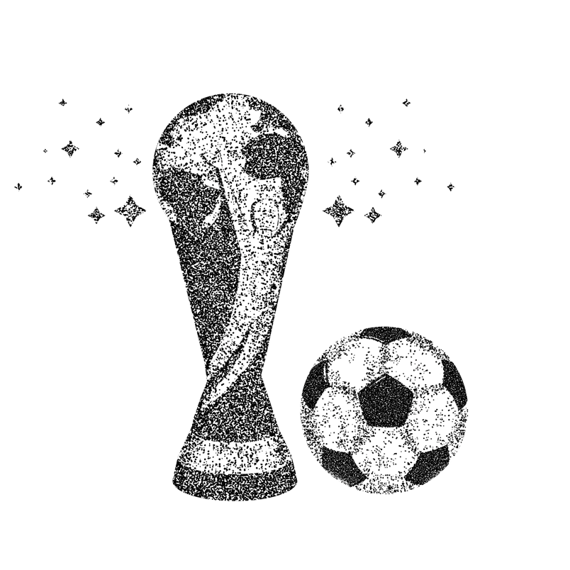 创意手绘足球奖杯粒子世界杯足球场