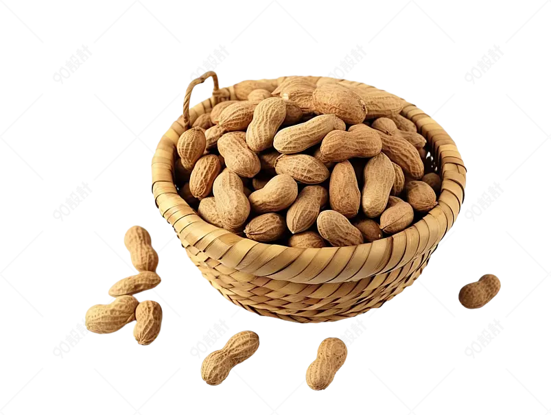 黄灰色滕筐带壳花生干果坚果食品实拍元素