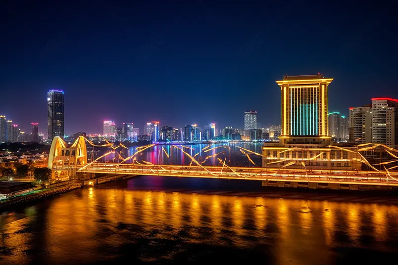清晰的摄影图高清的图片海报设计背景广告设计素材元素城市建筑夜景航拍三江口城市夜景