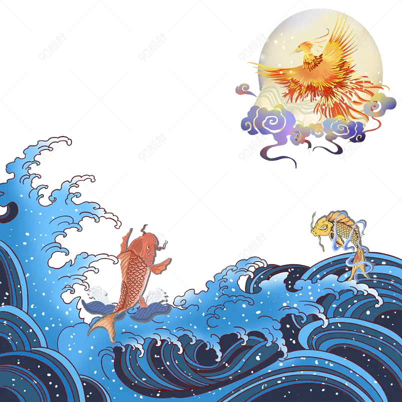 原创设计国潮龙吟虎啸凤飞麒麟舞
