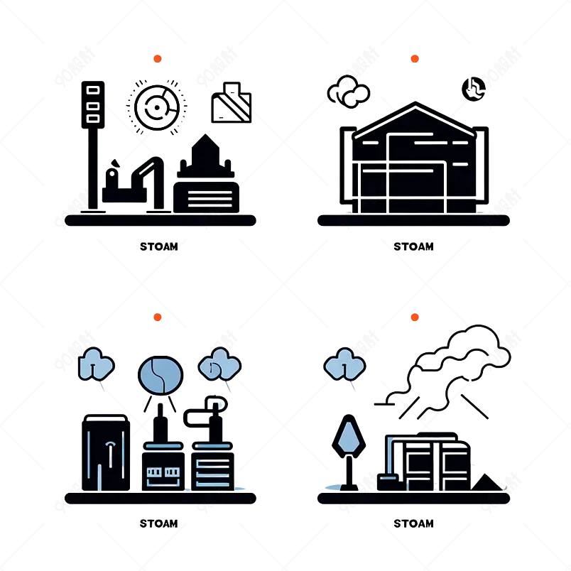 现代集4填充线平色象形文字图像图标插画
