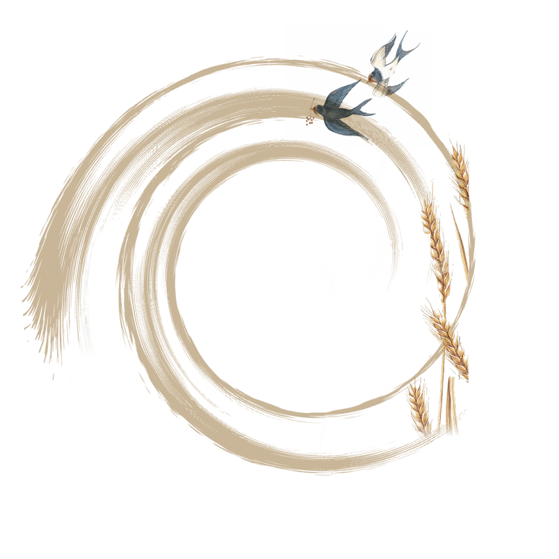 不规则圆形背景下雨燕子小麦装饰下载