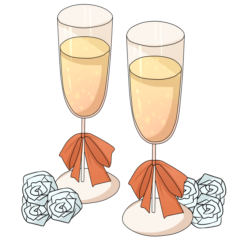 婚礼婚姻交杯酒插画