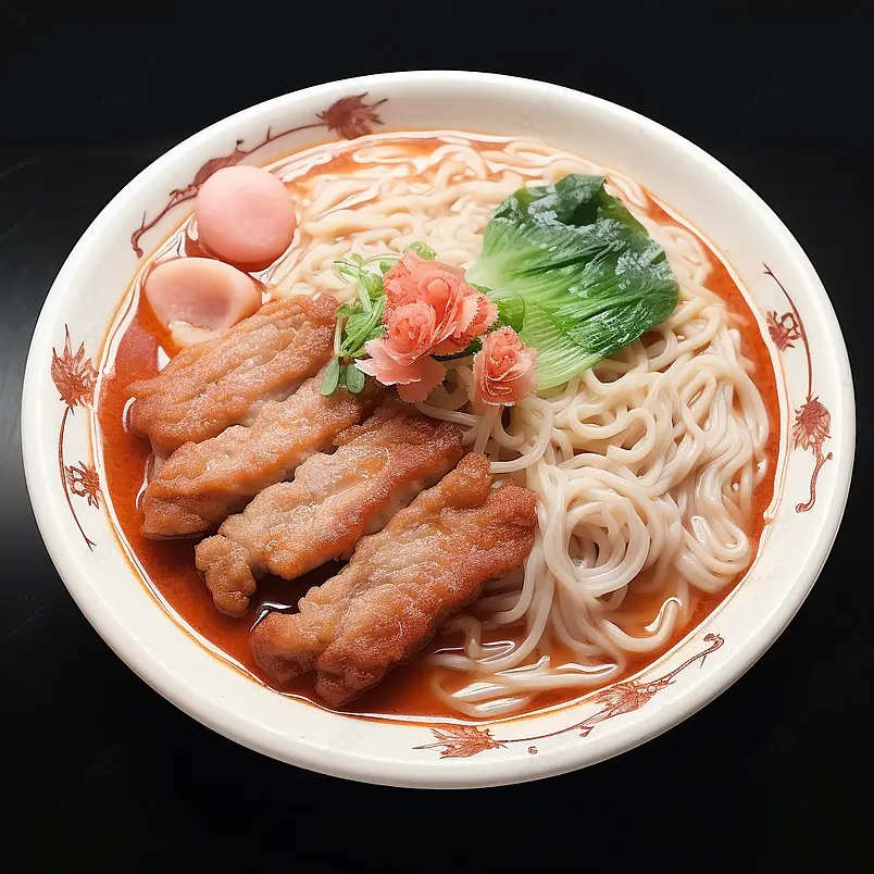 猪排面肉排面条蔬菜美食