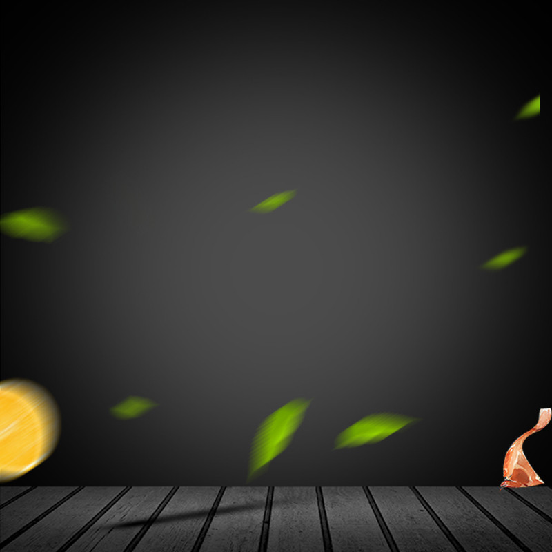 绿色树叶点缀黑色背景橙子