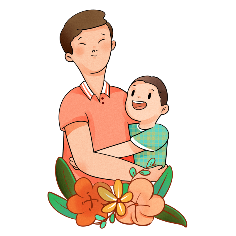 父亲节手绘爸爸和孩子插画装饰