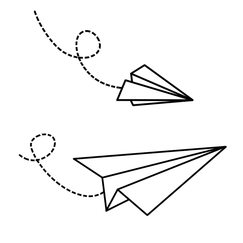 简约线条卡通手绘纸飞机