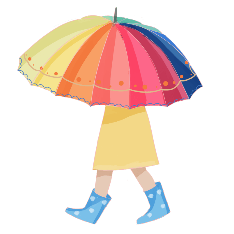 谷雨蜡笔风可爱下雨打伞