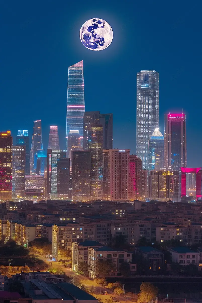 中秋赏月国贸户外摄影
