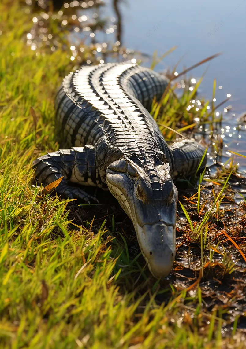 Everglades,的鳄鱼近距离绿色动物蜥蜴鳞片状热带沼泽地沼泽生物宏观皮肤