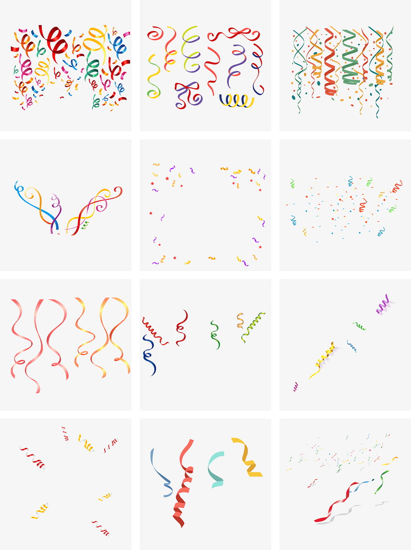 通用节日彩色卡通风活动促销丝带PNG免抠装饰