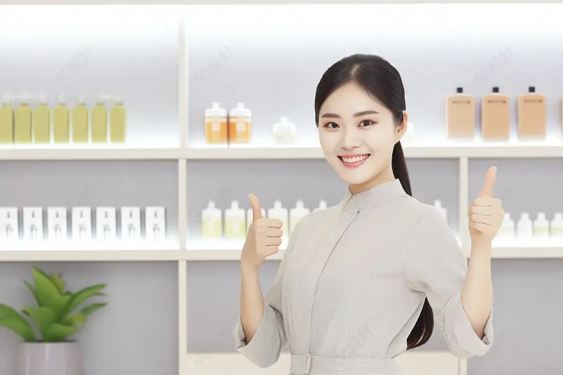 美容院女性服务人员点赞手势