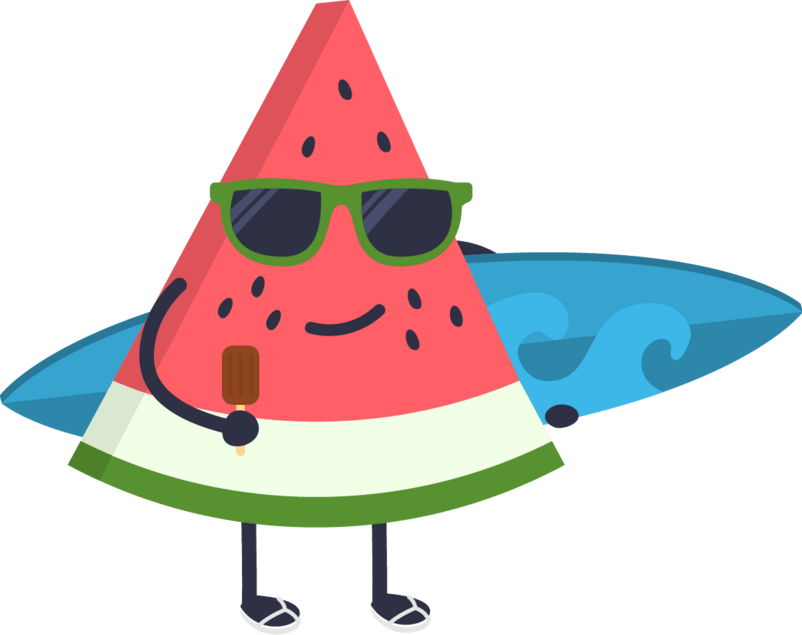 卡通夏天戴墨镜的西瓜