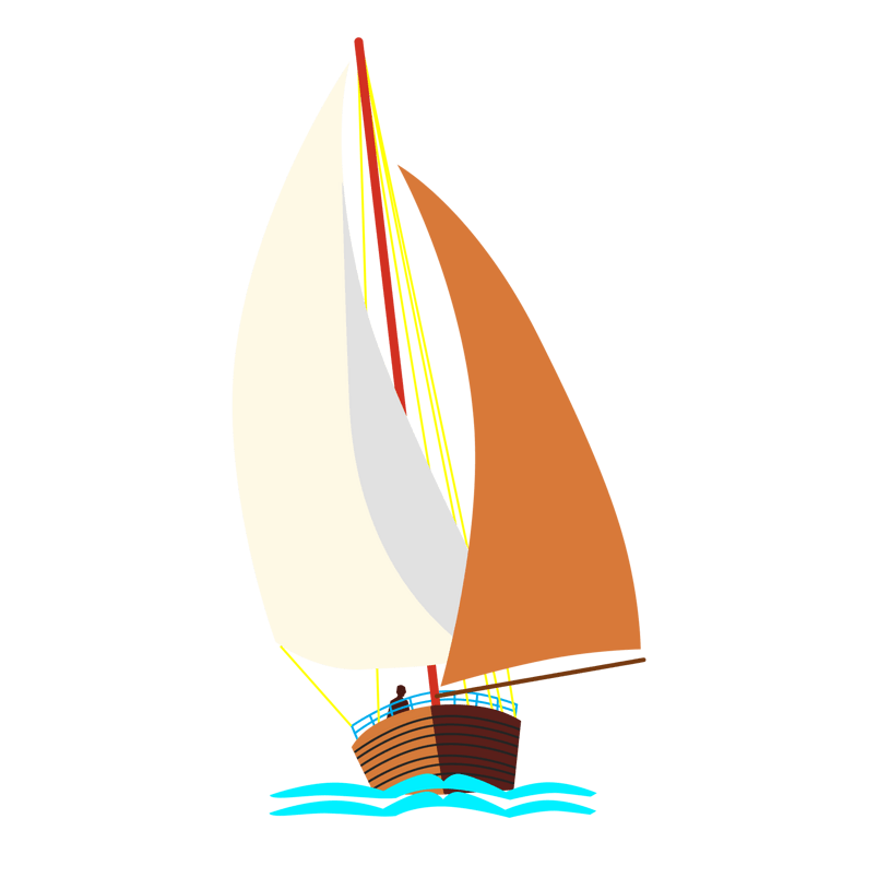 橘黄色的帆船插画