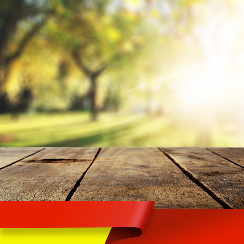 绿色树叶光斑小清新木板促销背景图