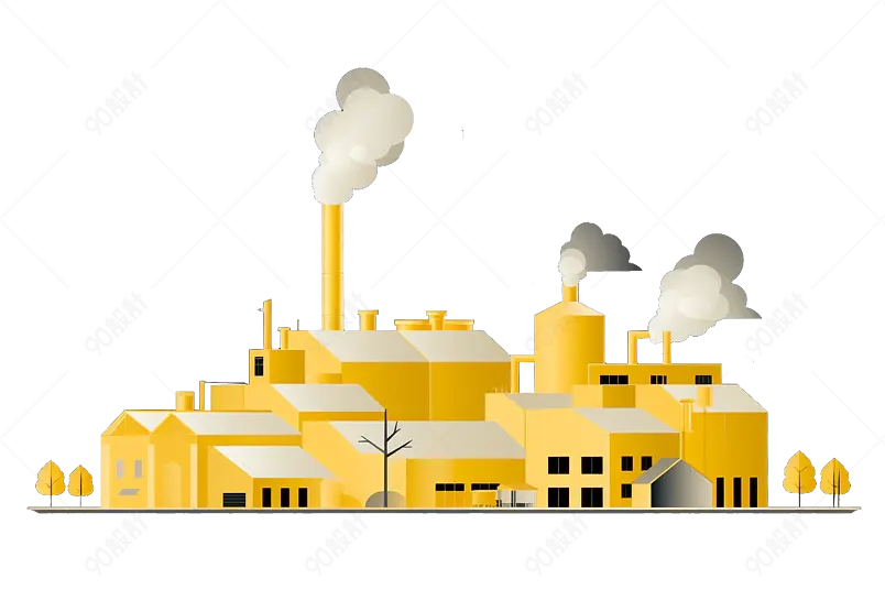 扁平风手绘黄色工厂化工厂插图
