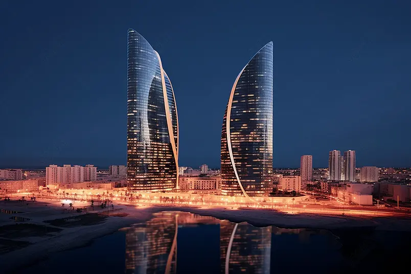 清晰的摄影图高清的图片海报设计背景广告设计素材元素城市建筑夜景厦门双子塔夜景