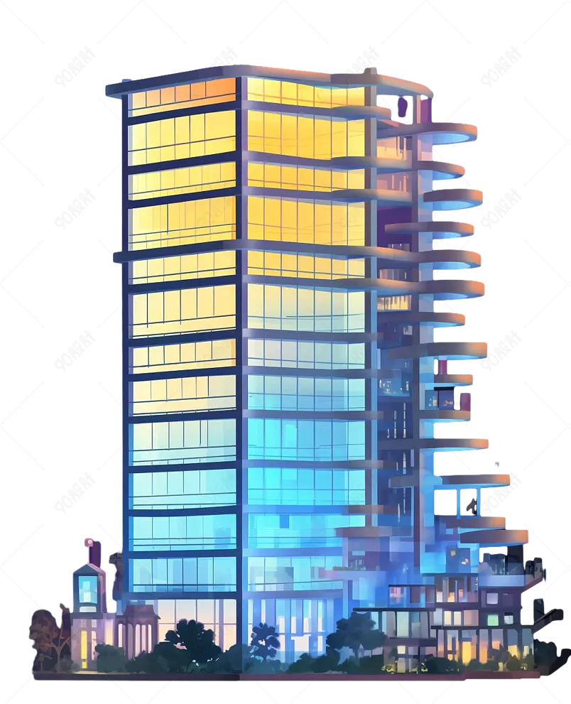 彩色高层建筑楼宇元素设计