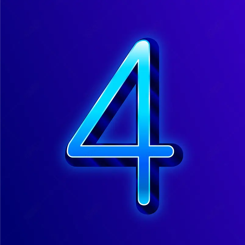 蓝色渐变霓虹灯简约数字4字体元素