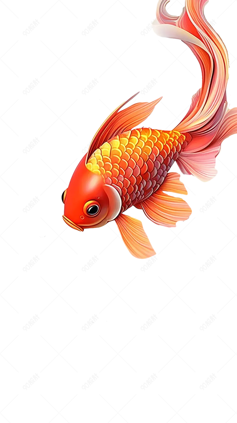 红色吉祥物锦鲤鲤鱼新年素材插画手绘