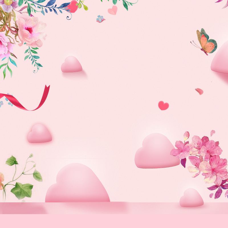 唯美粉红色花朵爱心主图直通车背景