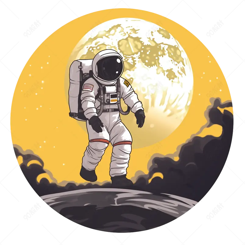 航天宇航员漫步月球间宇宙太空月球科技星球手绘图