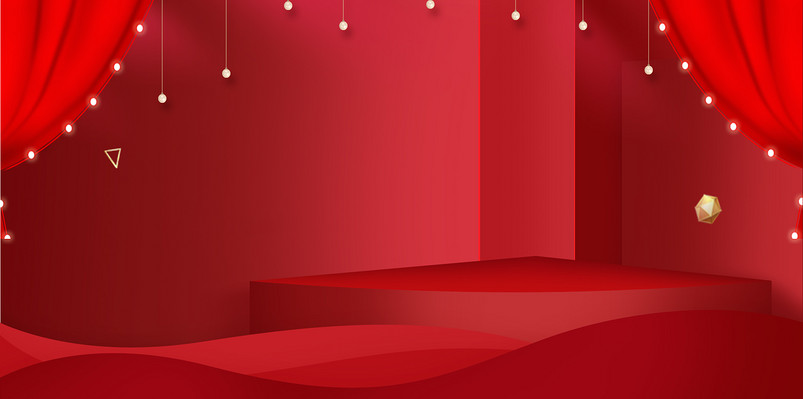 红色节日促销喜庆数码家电展台海报背景图