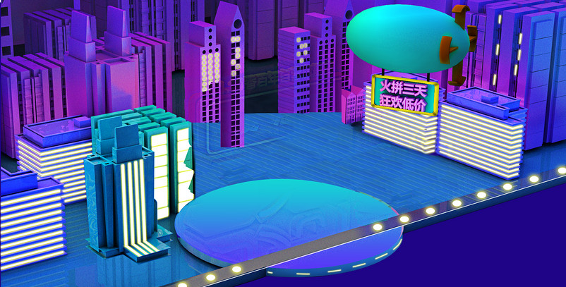 多彩立体c4d空间数码音响促销海报背景