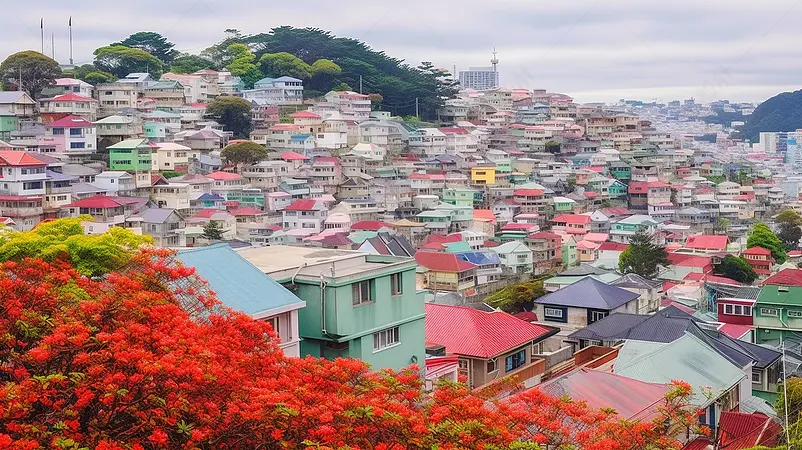 越南大叻城市景彩色城镇摄影真实建筑