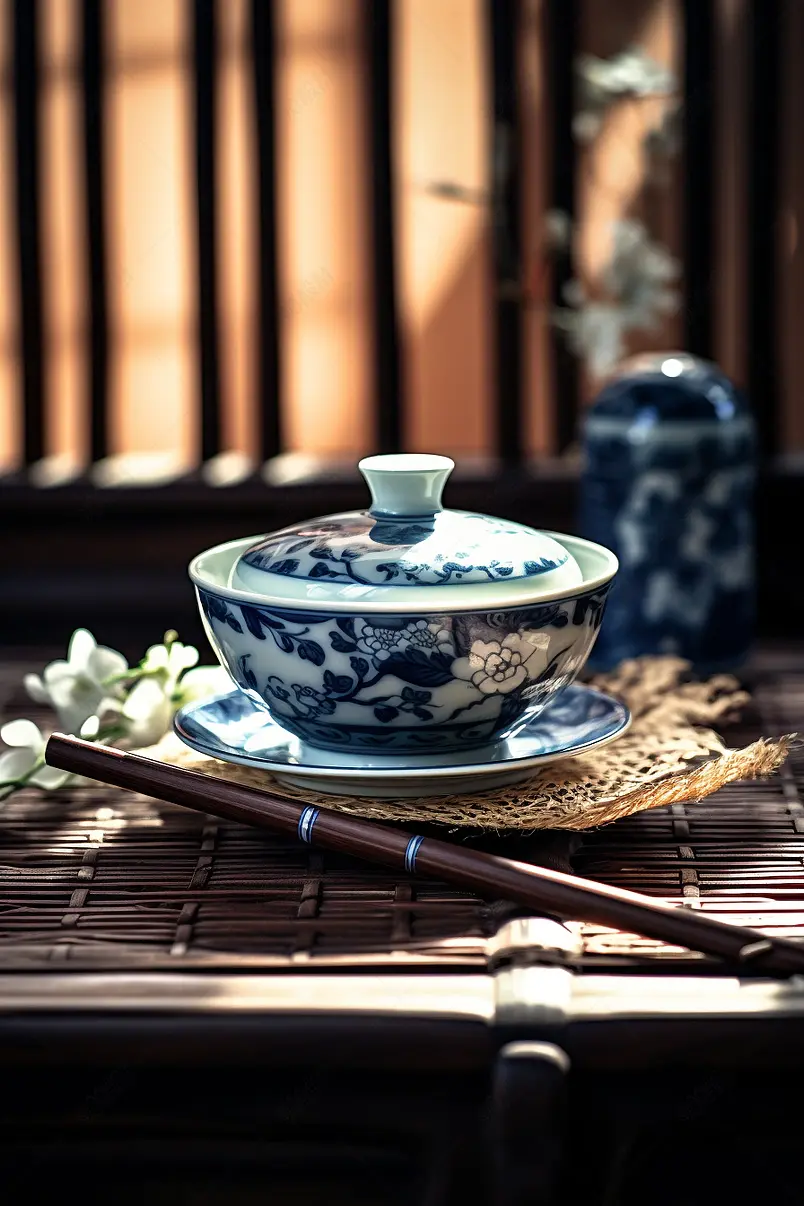 饮食文化茶杯和文房四宝