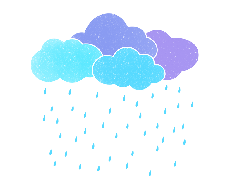 谷雨手绘雨水下雨云朵卡通PNG素材