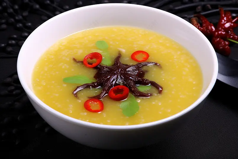 小米海参枸杞海鲜小吃粥营养健康