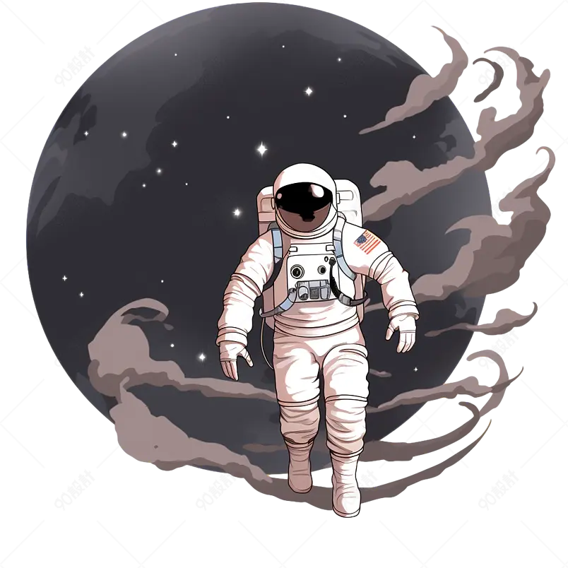 航天宇航员漫步月球间宇宙太空月球科技星球手绘图