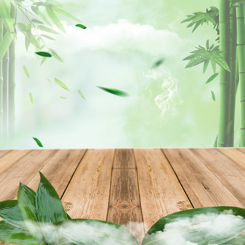 简约漂浮绿叶茶叶PSD分层主图背景素材