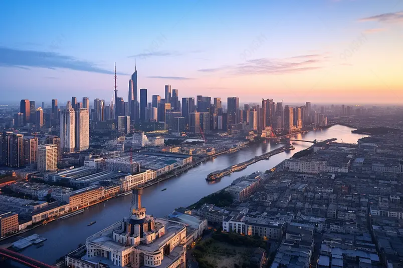 图片海报设计背景广告设计素材元素城市建筑夜景航拍宁波三江口两岸cbd建筑