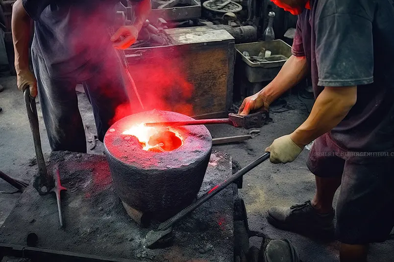 素材元素传统技艺章丘铁锅锻打锻造