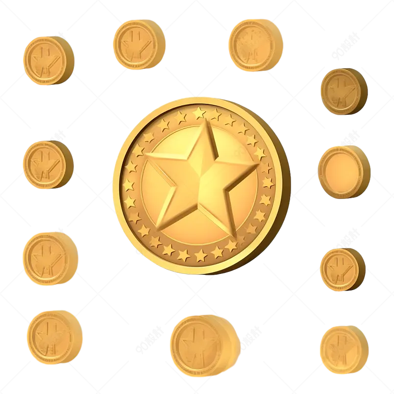 金色效果五星金币元素设计