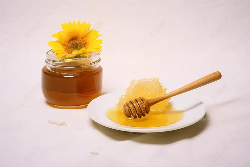 小菊花背景白色背景蜂蜜土蜂蜜天然蜂蜜美食广告素材