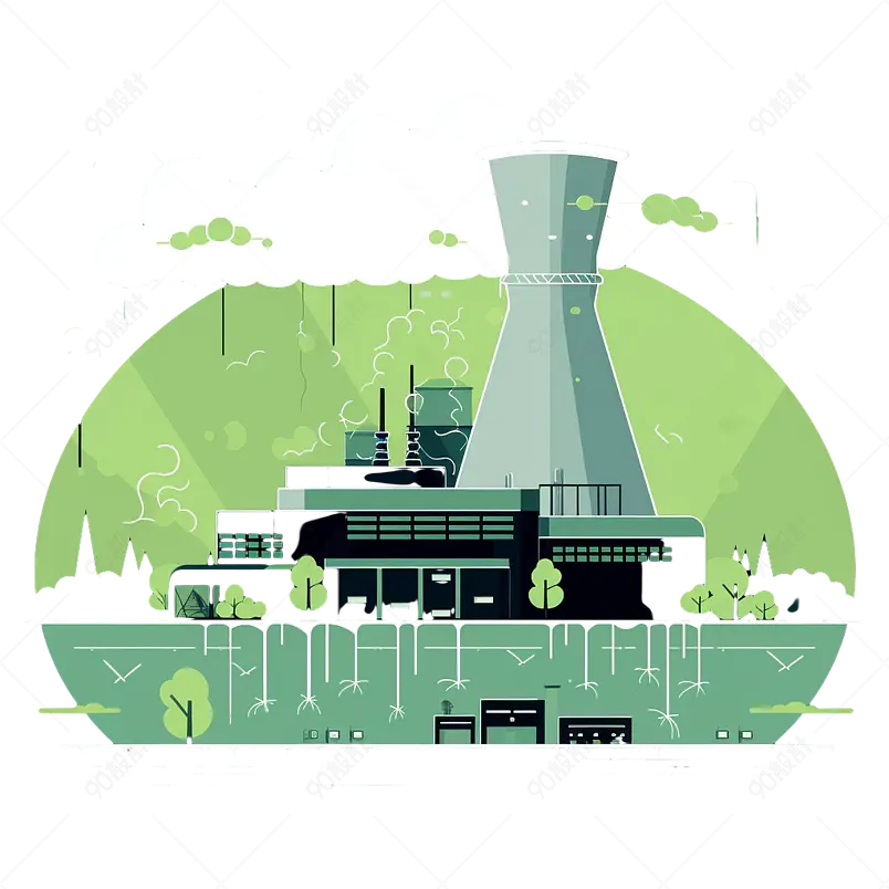 排放废弃的工业工厂手绘插画图