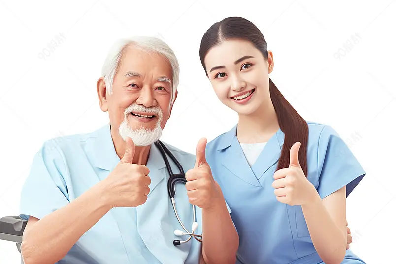 清晰的摄影图高清的图片海报设计背景广告设计素材元素护工和老人点赞形象