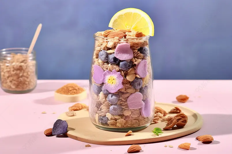 清晰的摄影图高清的图片电商产品拍摄美食美味食物五谷代餐酸奶块早餐