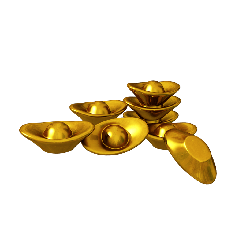 C4D中国风金色元宝