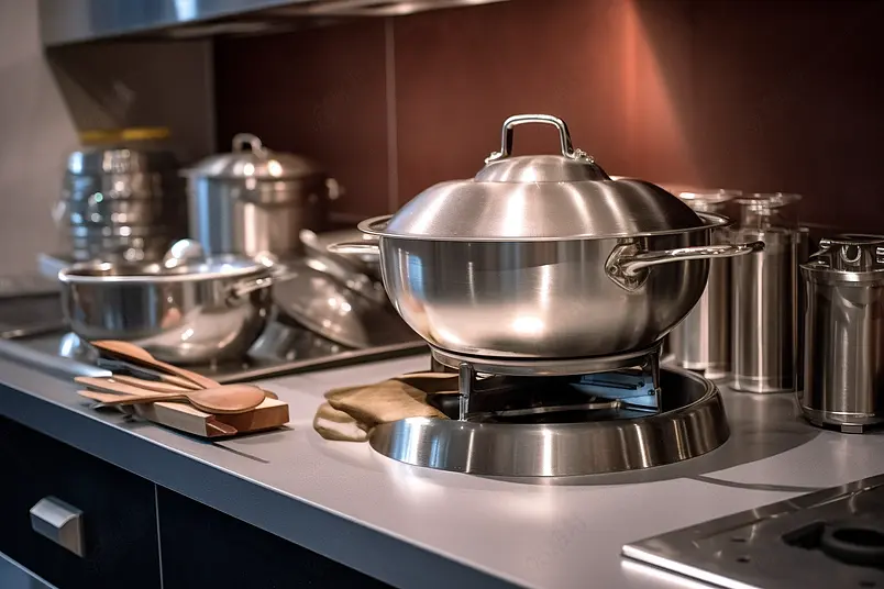 厨房用品厨具不锈钢锅与燃气灶台