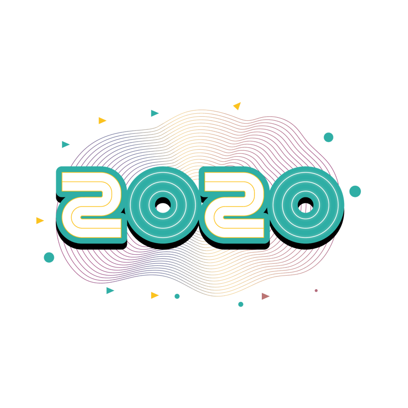 2020数字线条风艺术字