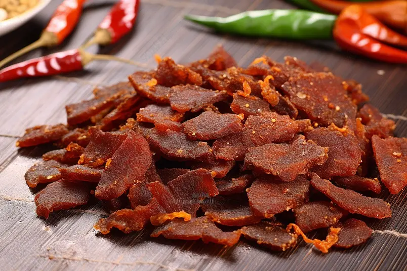 牛肉干风干牛肉干牛肉小吃美食广告背景