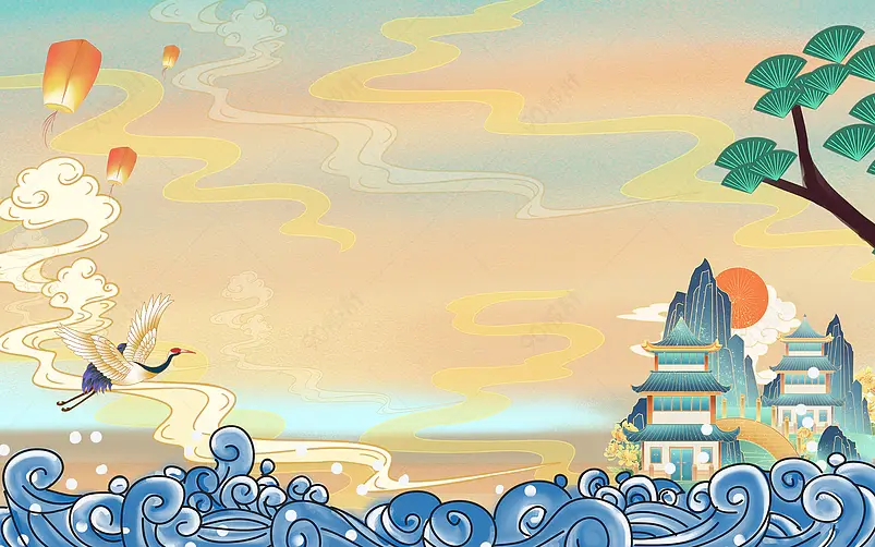 中国风国潮风格电商平面广告背景图
