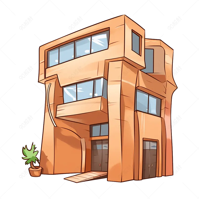 速写教学楼楼房元素设计