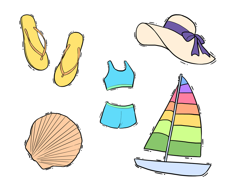 立夏夏季海边元素小图标卡通素材