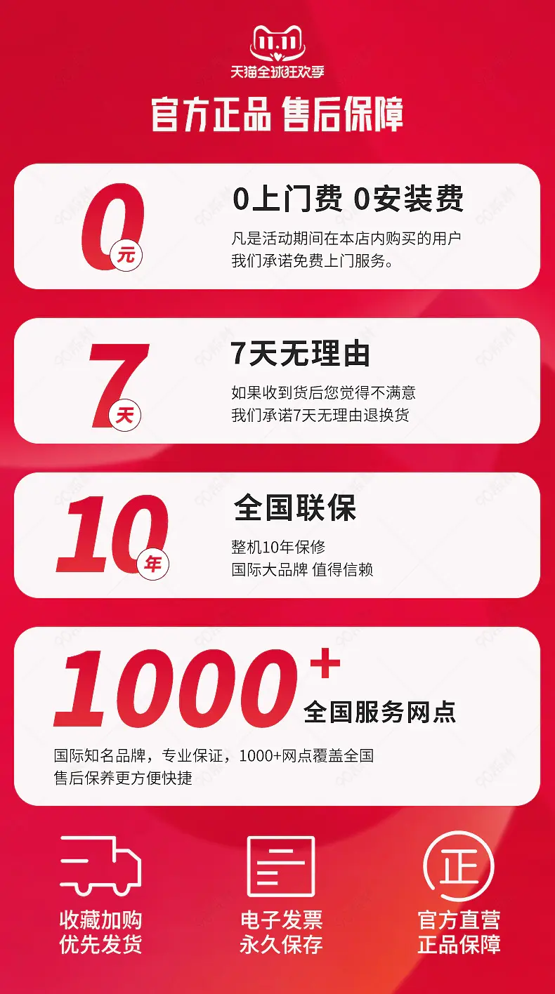 红色家电详情页售后服务保障营销设计模块