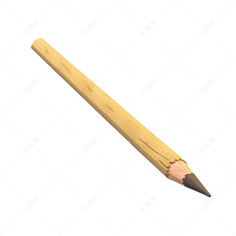 原木色3d渲染开学季木质HB铅笔免扣元素